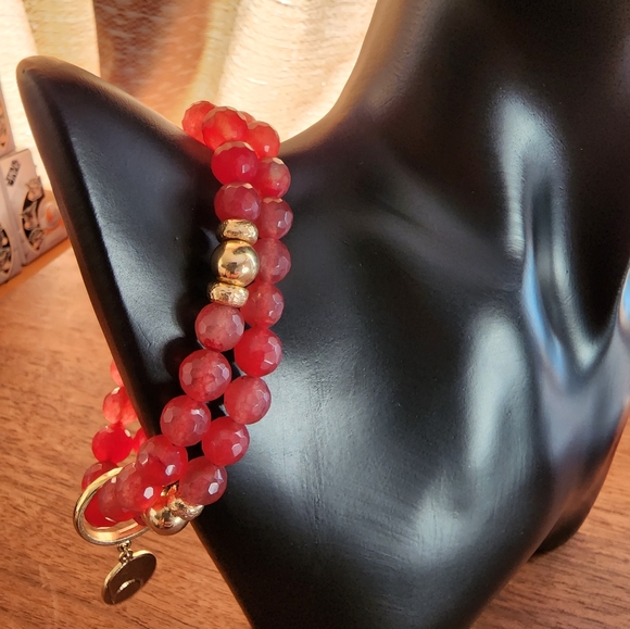 Bohemian style double strand lovely bracelet with gold tone sterling - Picture 2 of 7